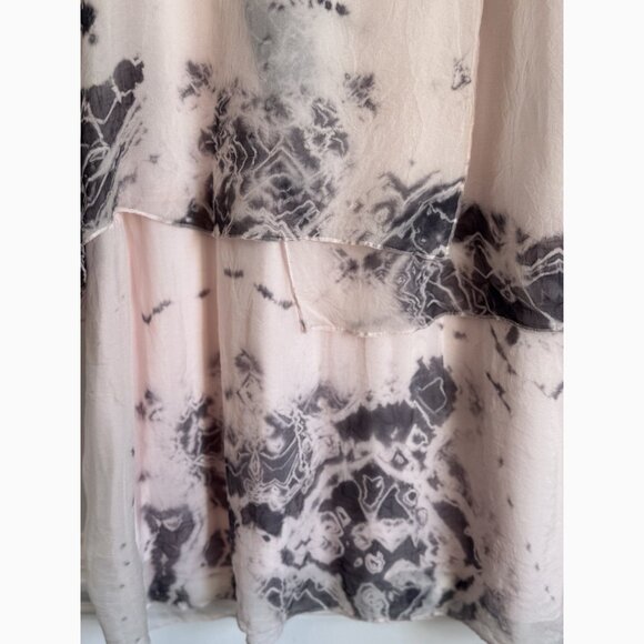 Luna Luz Medium Silk Dress Blush Gray Tie Dye Layered Hem Fairy Soft Girl Flowy - Picture 3 of 9